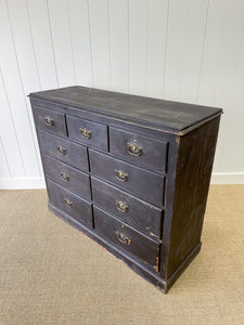A Large English Ebonized Pine Black Chest of Drawers Dresser c1890