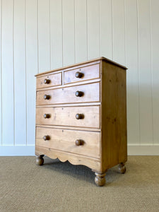 A Large English Pine Chest of Drawers Dresser on Ball Feet c1890