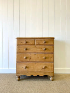 A Large English Pine Chest of Drawers Dresser on Ball Feet c1890