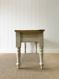 An English Painted Pine Console Table or Server with Scalloped Apron c1870