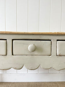 An English Painted Pine Console Table or Server with Scalloped Apron c1870
