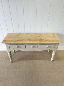 An English Painted Pine Console Table or Server with Scalloped Apron c1870