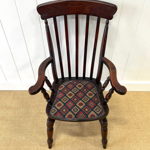 A High Back Windsor Lathe Back English Country Elm Armchair c1890