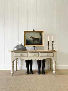 An English Painted Pine Console Table or Server with Scalloped Apron c1870