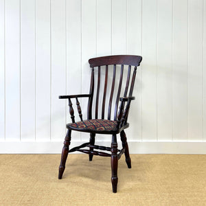 A High Back Windsor Lathe Back English Country Elm Armchair c1890