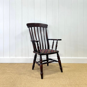A High Back Windsor Lathe Back English Country Elm Armchair c1890
