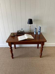 An Antique English Country 4 ft Mahogany Dining or Library Table/Desk c1890