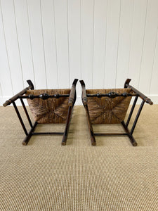 A Pair of English Oak and Elm Yorkshire Ladder Back Occasional Chairs c1890