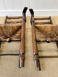 A Pair of English Oak and Elm Yorkshire Ladder Back Occasional Chairs c1890