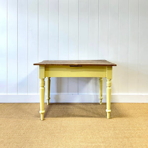 An English Country Pine Painted Yellow Console Table or Desk c1860