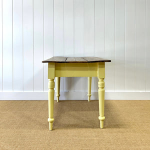 An English Country Pine Painted Yellow Console Table or Desk c1860