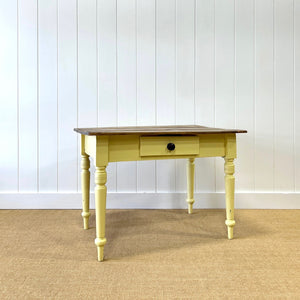 An English Country Pine Painted Yellow Console Table or Desk c1860