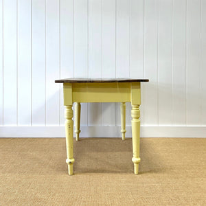 An English Country Pine Painted Yellow Console Table or Desk c1860