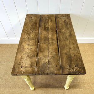 An English Country Pine Painted Yellow Console Table or Desk c1860