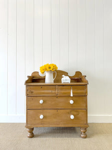 An English Pine Chest of Drawers with Gallery c1880