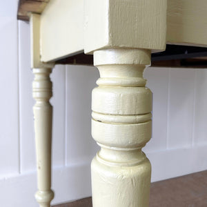 An English Country Pine Painted Yellow Console Table or Desk c1860