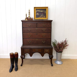 A Stately Antique English Oak Country-Made Highboy c1760