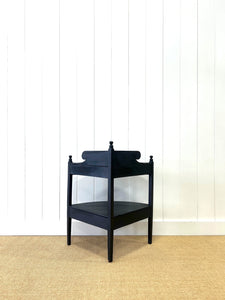 An English Country Ebonized Walnut Galleried Washstand or Corner Table