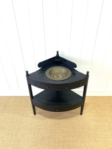 An English Country Ebonized Walnut Galleried Washstand or Corner Table