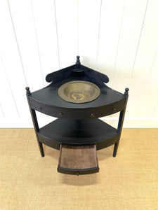 An English Country Ebonized Walnut Galleried Washstand or Corner Table