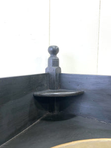 An English Country Ebonized Walnut Galleried Washstand or Corner Table