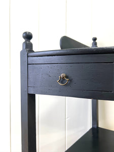 An English Country Ebonized Walnut Galleried Washstand or Corner Table