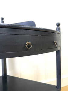 An English Country Ebonized Walnut Galleried Washstand or Corner Table