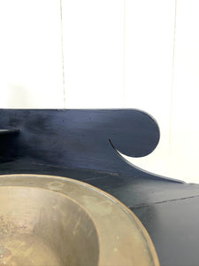 An English Country Ebonized Walnut Galleried Washstand or Corner Table