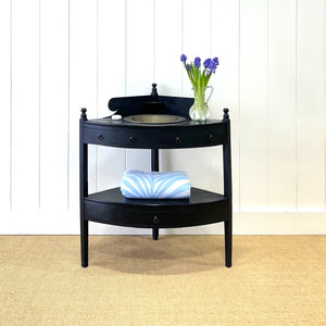 An English Country Ebonized Walnut Galleried Washstand or Corner Table