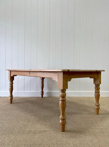 Vintage English Country Pine Waxed 6ft Dining Harvest Table