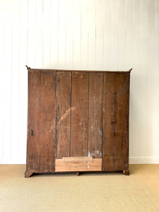 A Large 19th Century English Pine Ebonized Linen Press Wardrobe Cupboard