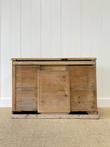 An Antique English Pine Pedestal Desk or Sideboard c1890 with Glass Knobs