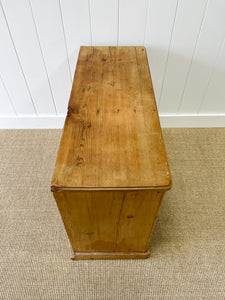 An Antique English Pine Pedestal Desk or Sideboard c1890 with Glass Knobs