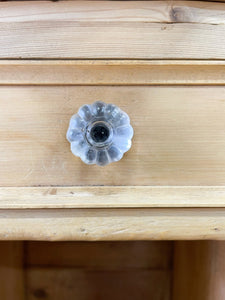 An Antique English Pine Pedestal Desk or Sideboard c1890 with Glass Knobs