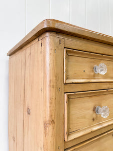 An Antique English Pine Pedestal Desk or Sideboard c1890 with Glass Knobs