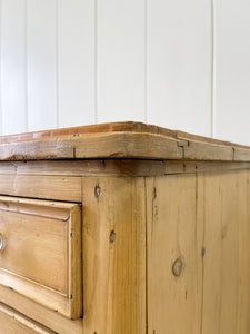 An Antique English Pine Pedestal Desk or Sideboard c1890 with Glass Knobs