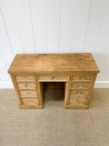 An Antique English Pine Pedestal Desk or Sideboard c1890 with Glass Knobs