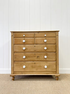 A Large English Pine Chest of Drawers Dresser on Tulip Feet c1890