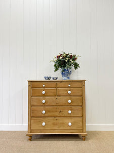 A Large English Pine Chest of Drawers Dresser on Tulip Feet c1890
