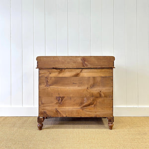 An Antique English Pine Chest of Drawers Dresser Tulip Feet with Gallery c1890
