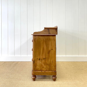 An Antique English Pine Chest of Drawers Dresser Tulip Feet with Gallery c1890
