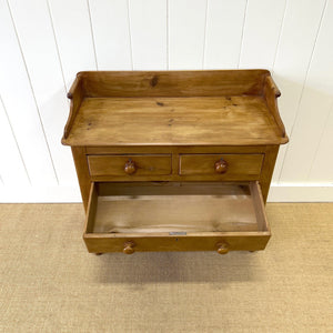 An Antique English Pine Chest of Drawers Dresser Tulip Feet with Gallery c1890
