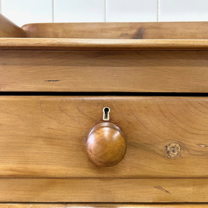 An Antique English Pine Chest of Drawers Dresser Tulip Feet with Gallery c1890