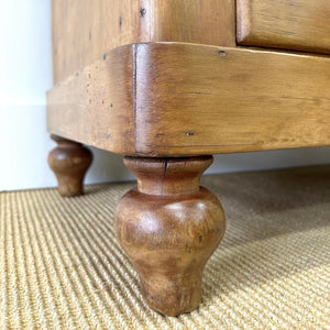 An Antique English Pine Chest of Drawers Dresser Tulip Feet with Gallery c1890