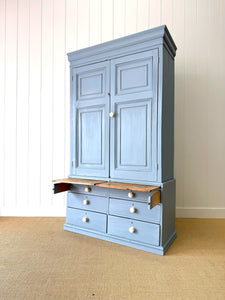 A Beautiful Blue English 19th Century Pine Housekeeper's Cupboard
