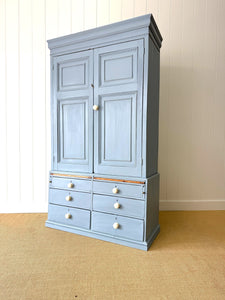 A Beautiful Blue English 19th Century Pine Housekeeper's Cupboard