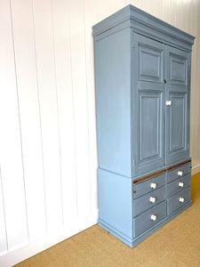 A Beautiful Blue English 19th Century Pine Housekeeper's Cupboard