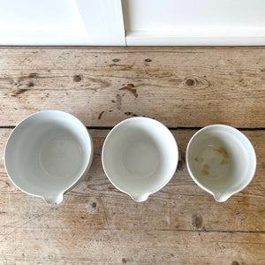 Set of 3 Vintage T G GREEN England Blue Cornishware Mixing/Pouring Bowls