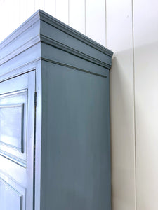 A Beautiful Blue English 19th Century Pine Housekeeper's Cupboard