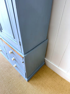 A Beautiful Blue English 19th Century Pine Housekeeper's Cupboard